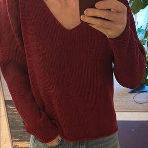 Women's V-Neck Sweater - Red